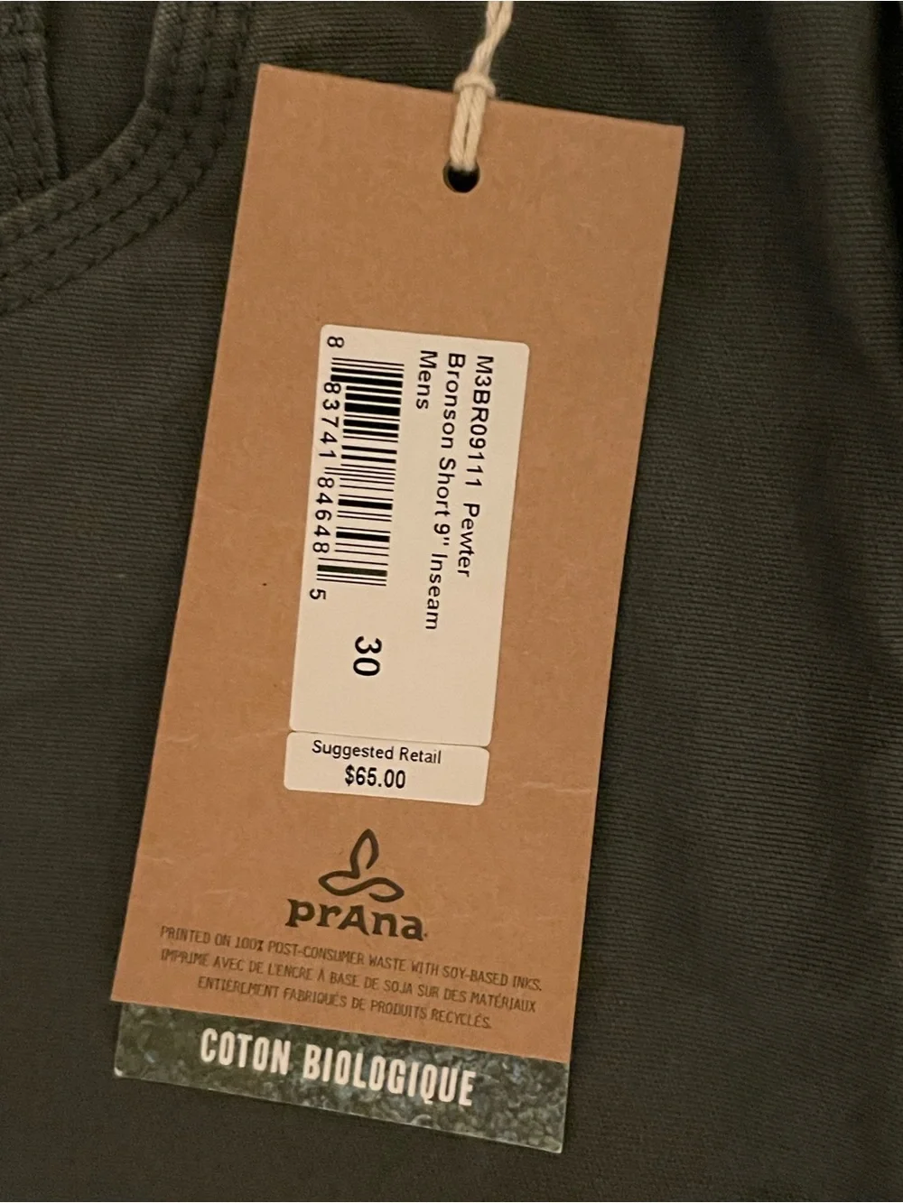 Prana Men’s Pewter Bronson Shorts